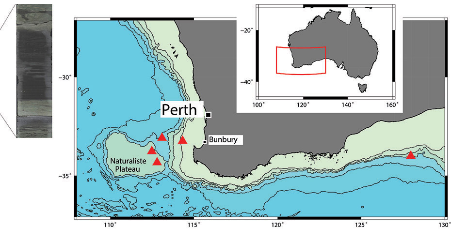 Diagram of sediment cores that span the OAE2 - the focus of this study